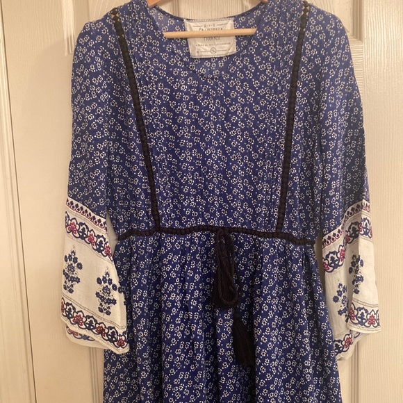 California Moon Rise Blue Floral Peasant Dress Size M - Picture 3 of 16